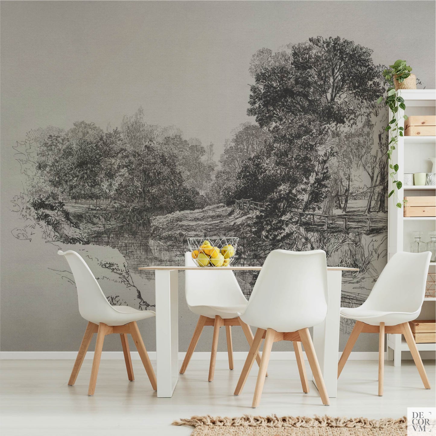 A River in Ireland wall mural in a dining room with bright clean tones