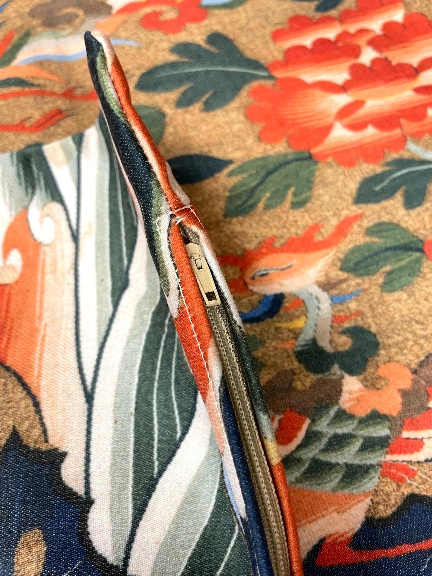 Chinese Ming Dynasty Throw Pillow cover detail of the zipper