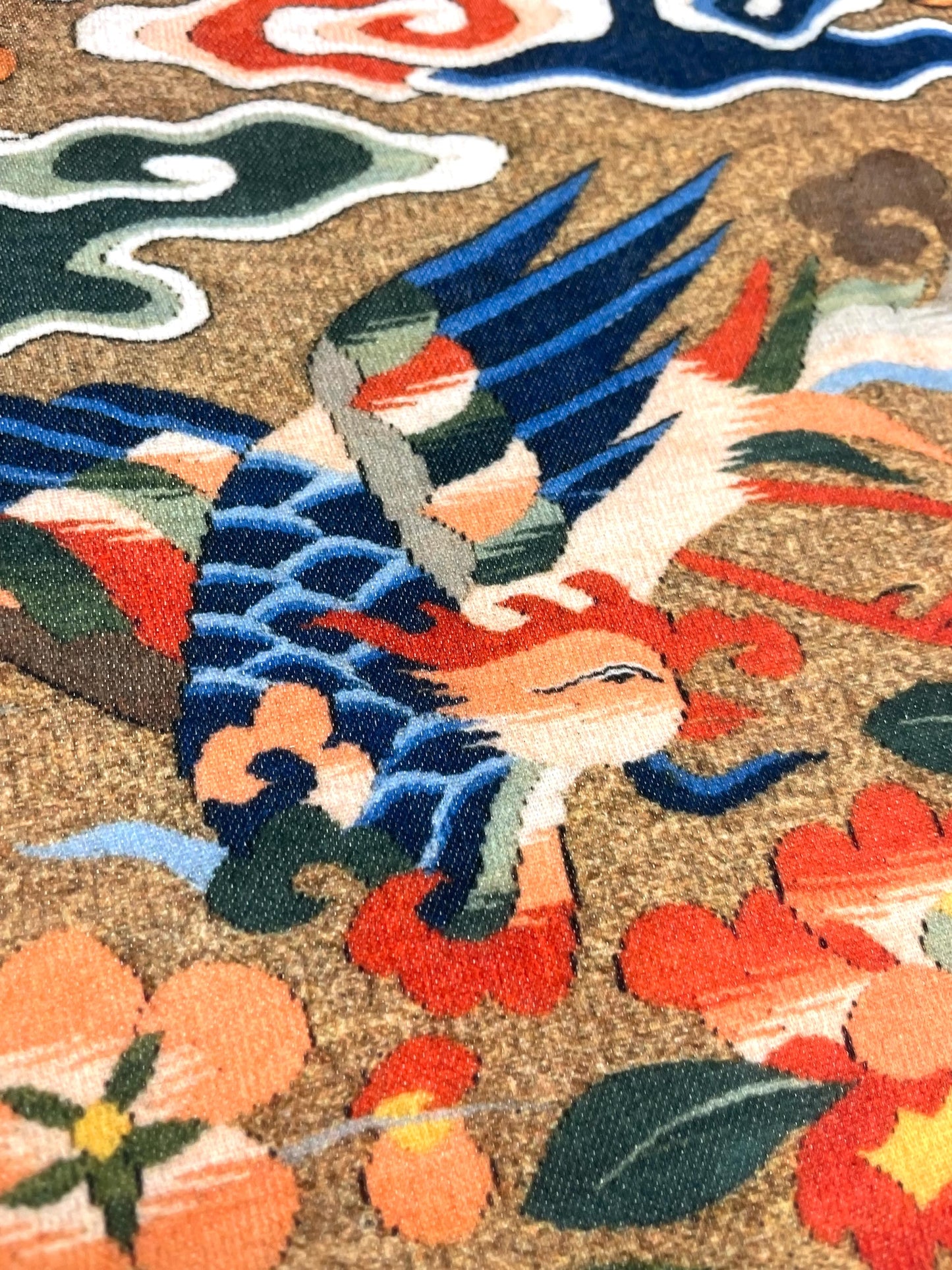Chinese Ming Dynasty Throw Pillow cover detail of a bird