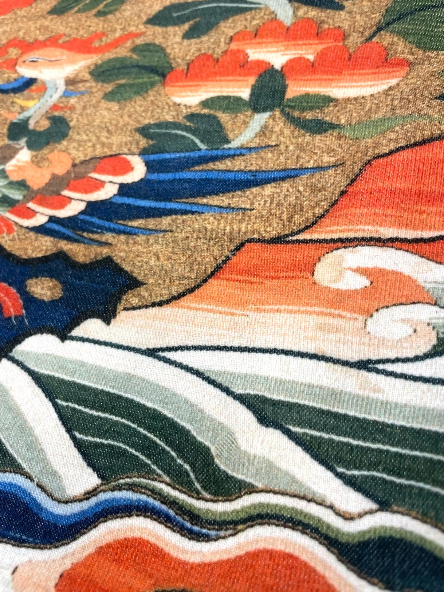Chinese Ming Dynasty Throw Pillow cover details of different elements