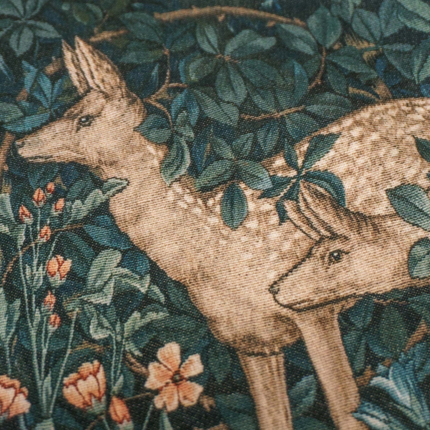 Greenery with Deers throw pillow cover detail of two deers