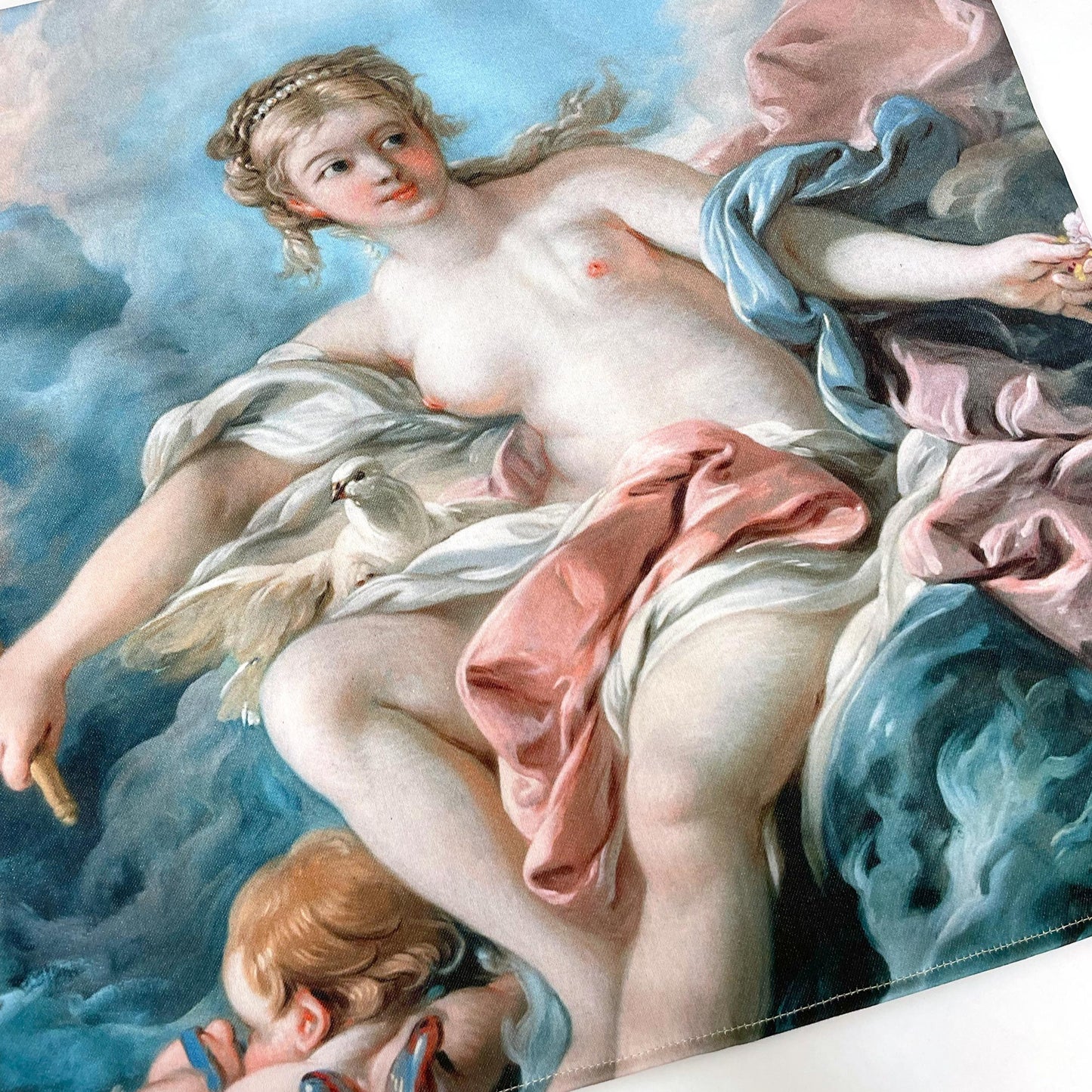 Rococo Pillow Cover Venus on the Waves on a white surface