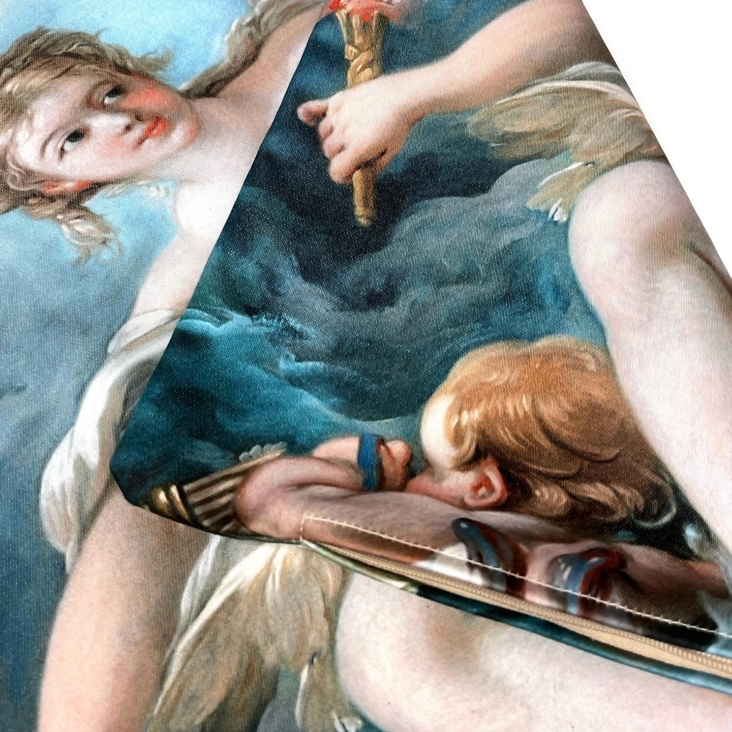 Rococo Pillow Cover Venus on the Waves folded showing print on both sides