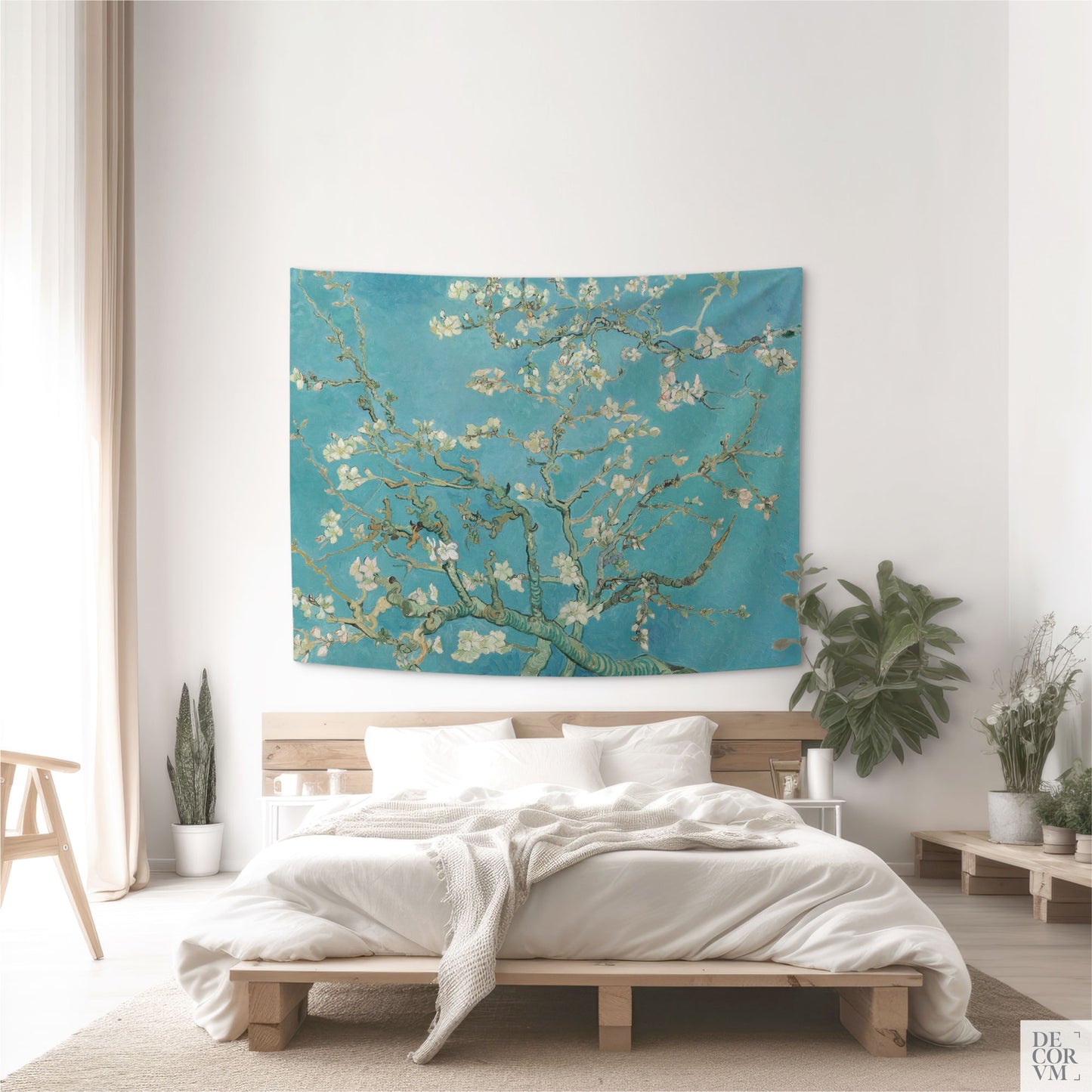 Almond Blossom wall hanging fabric medium-sized in a bedroom