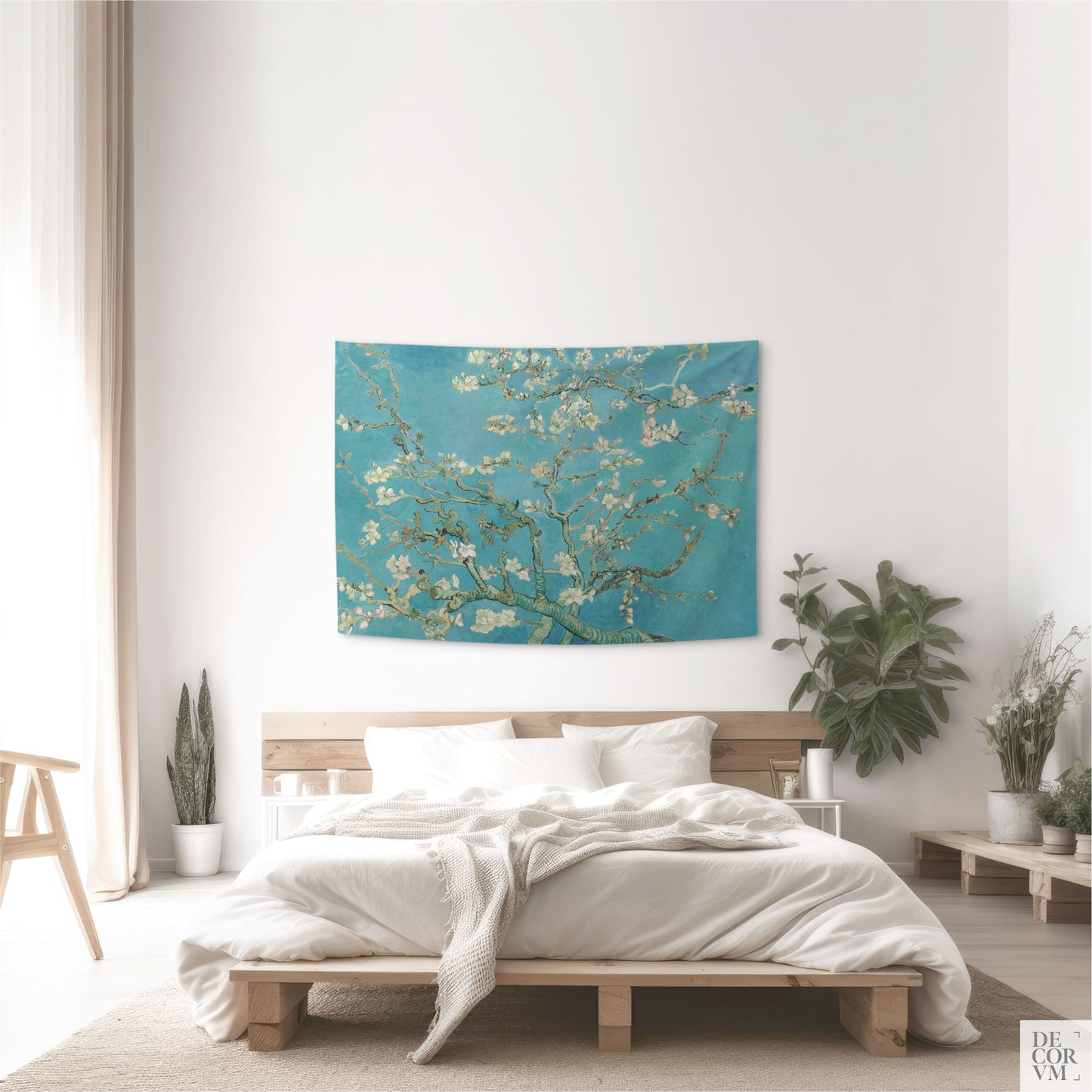 Almond Blossom wall hanging fabric small-sized in a bedroom