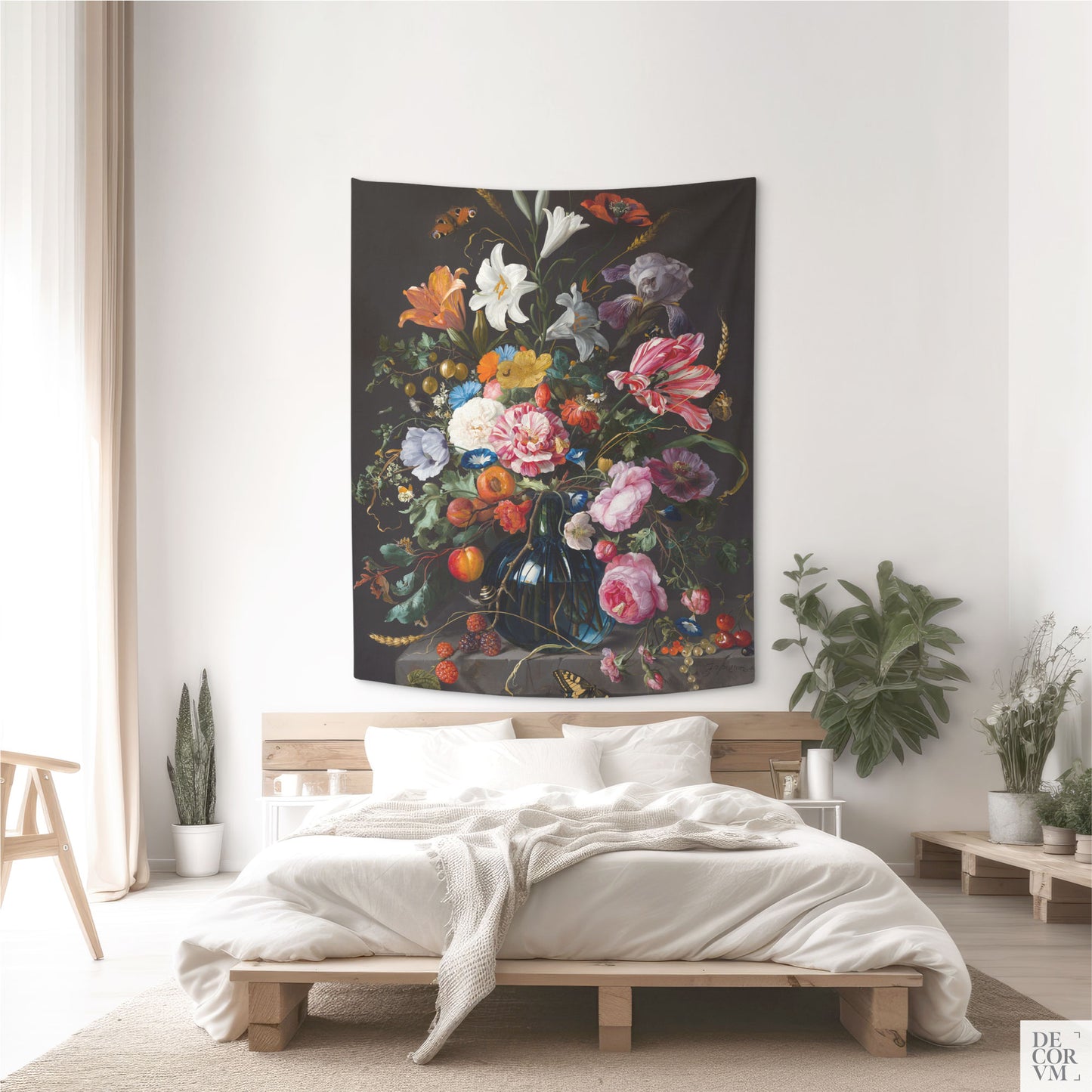 Dutch Floral Tapestry medium-sized in a bedroom