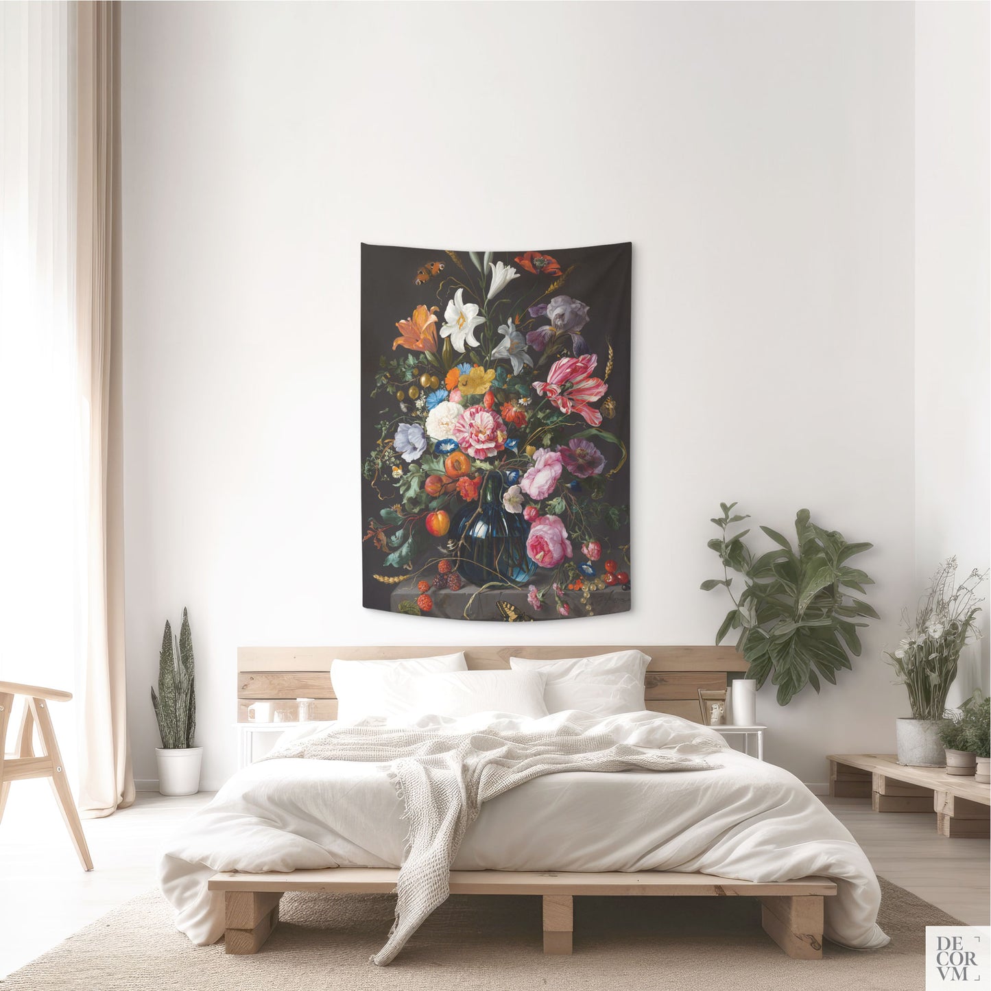 Dutch Floral Tapestry small-sized in a bedroom