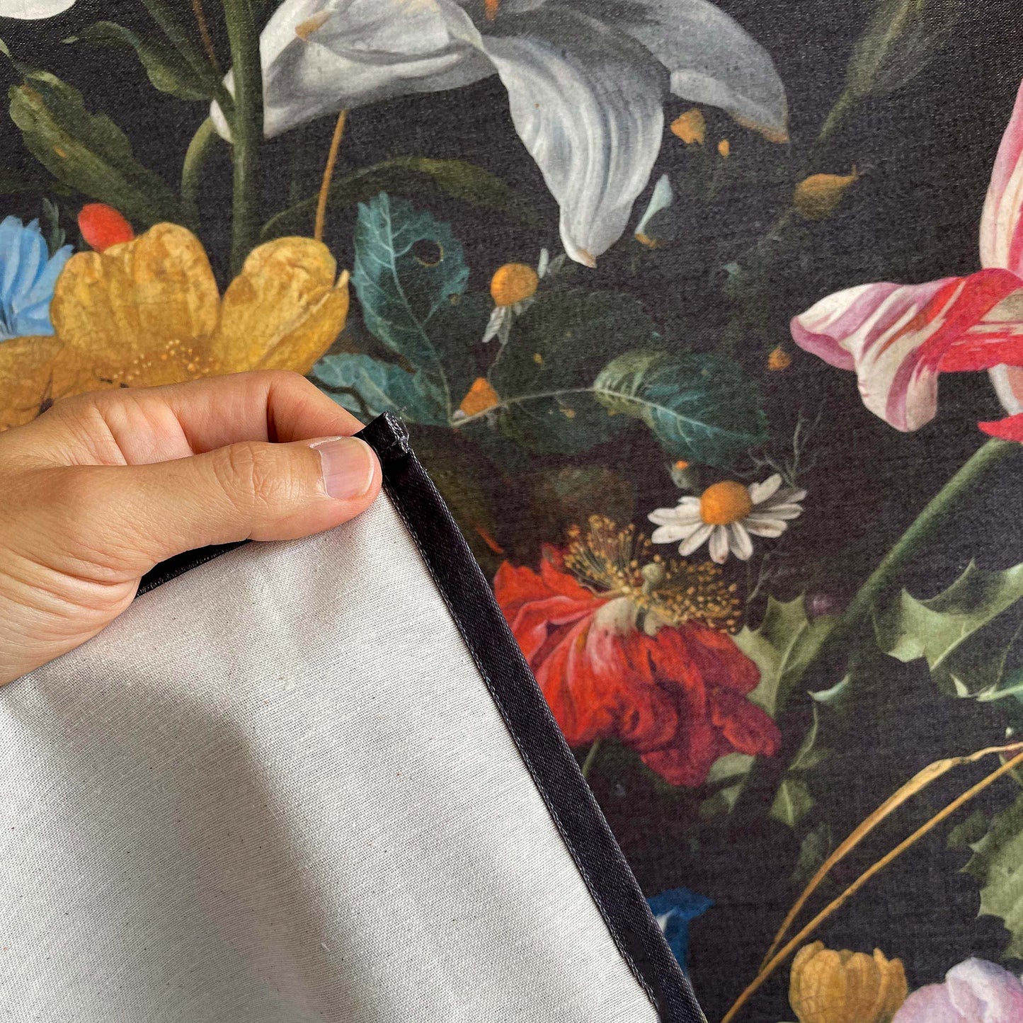 Dutch Floral Tapestry detail of the fabric on the back