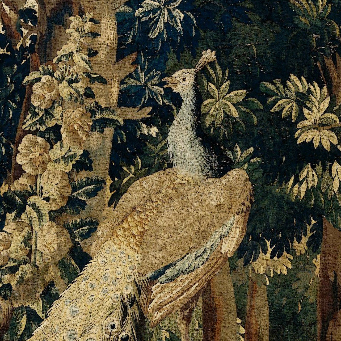 Forest and River wall hanging fabric detail of a peacock bird