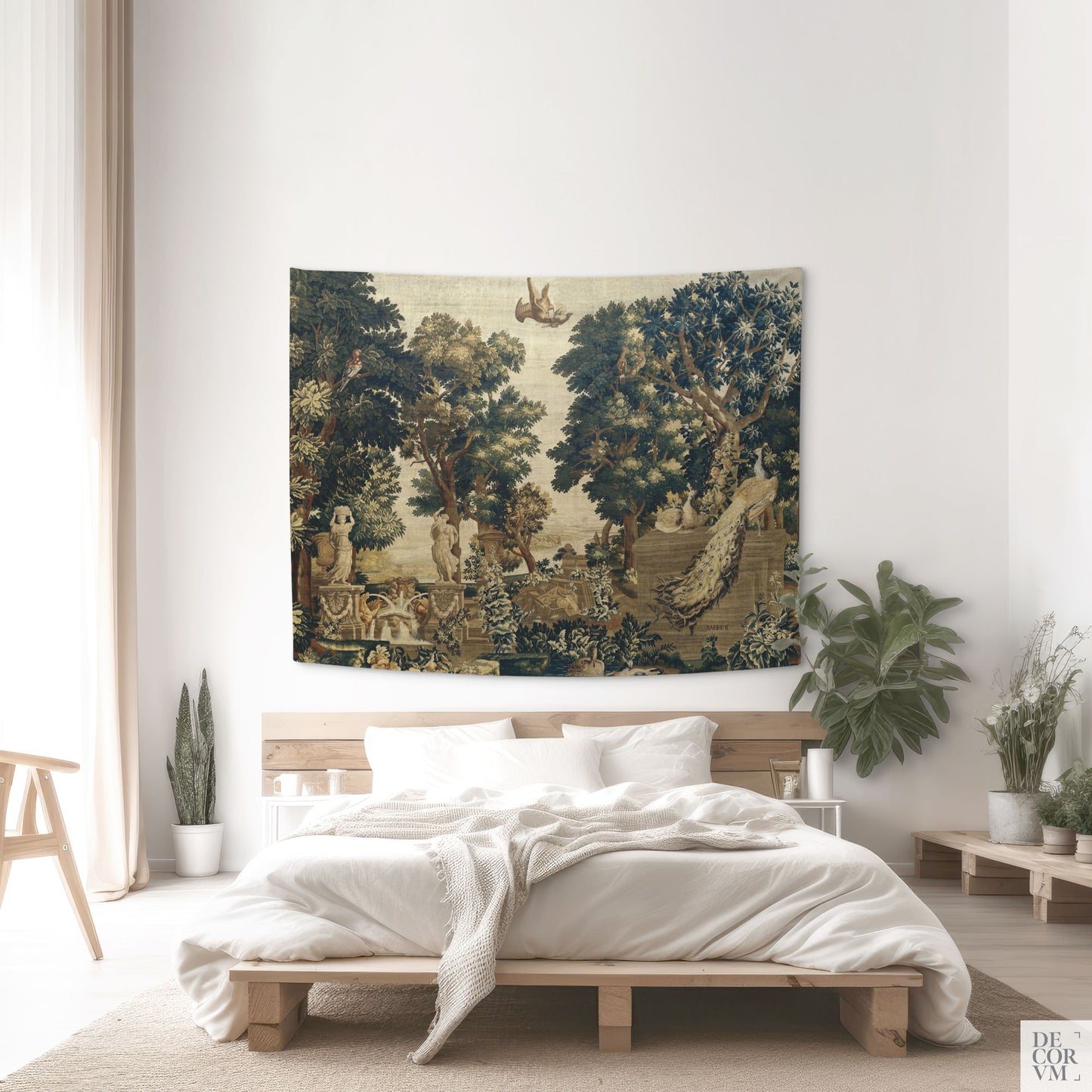 Forest and River wall hanging fabric medium-sized in a bedroom