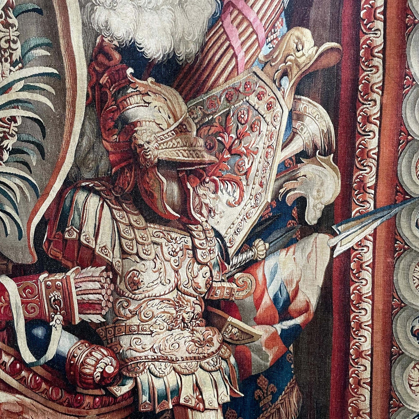 Portiere of the Chariot of Triumph Tapestry detail of a military uniform