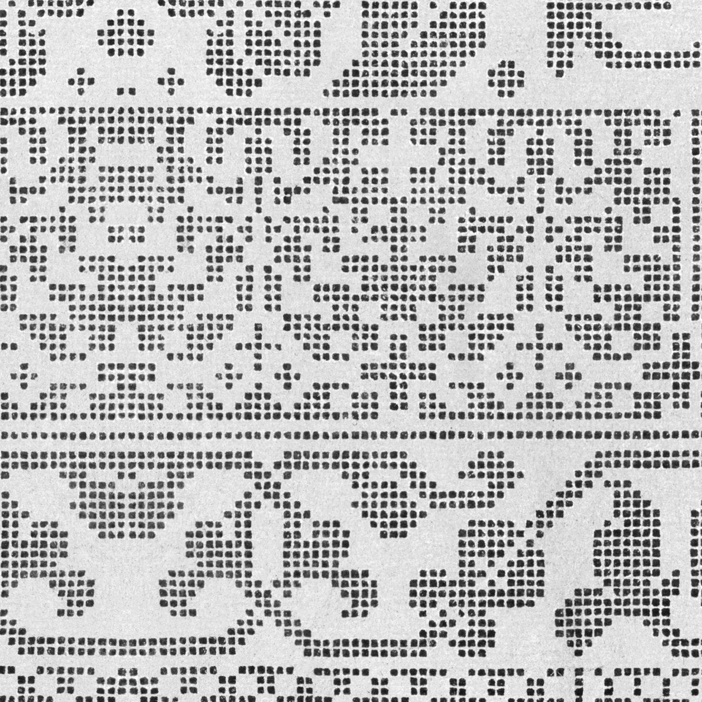 Italian lacework pattern detail — high-resolution view of light gray Renaissance lacework with historical embroidery patterns