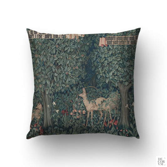 Greenery with Deers throw pillow cover on a white background