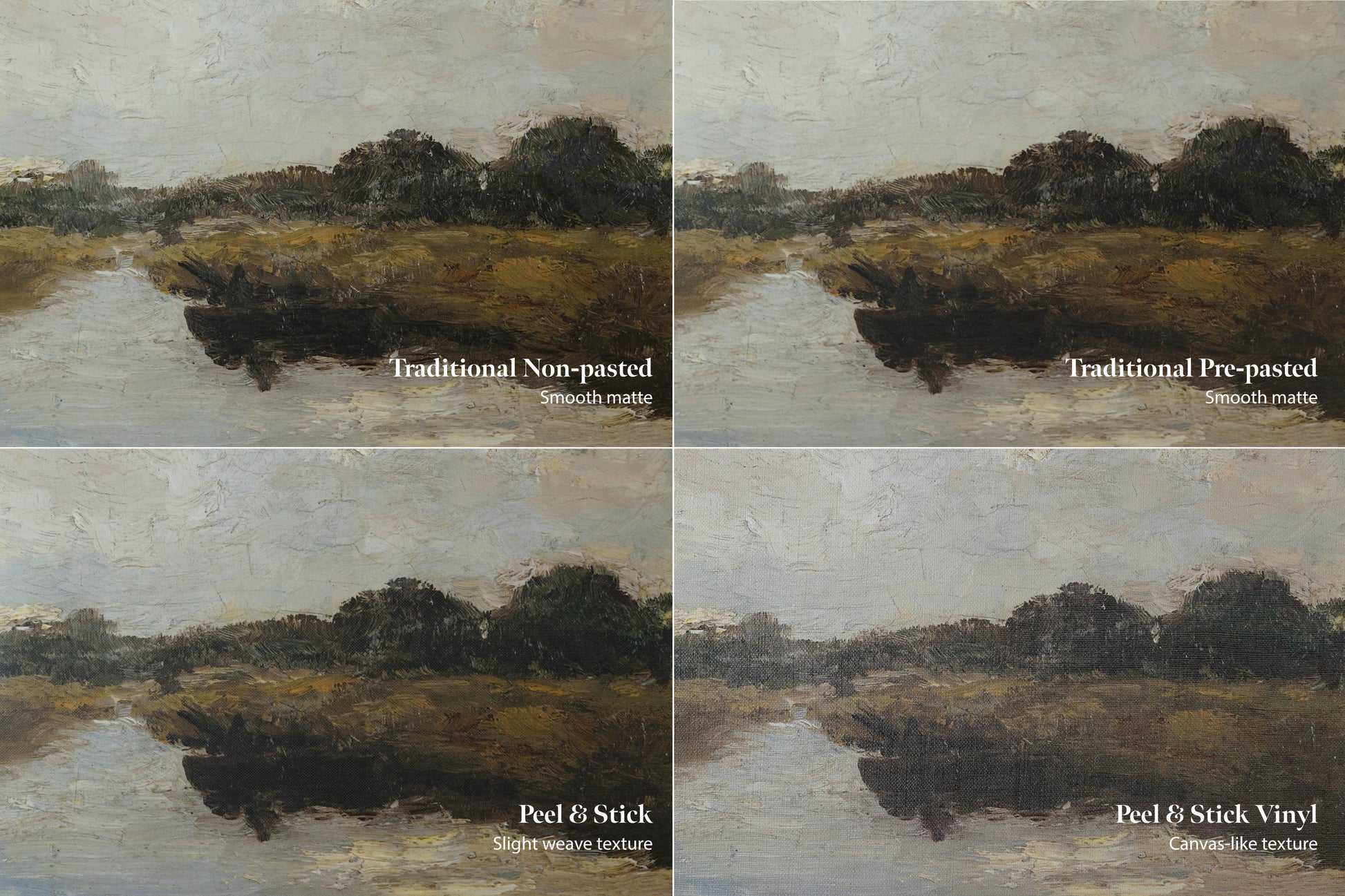 Comparative of different tones for each type of wallpapers available