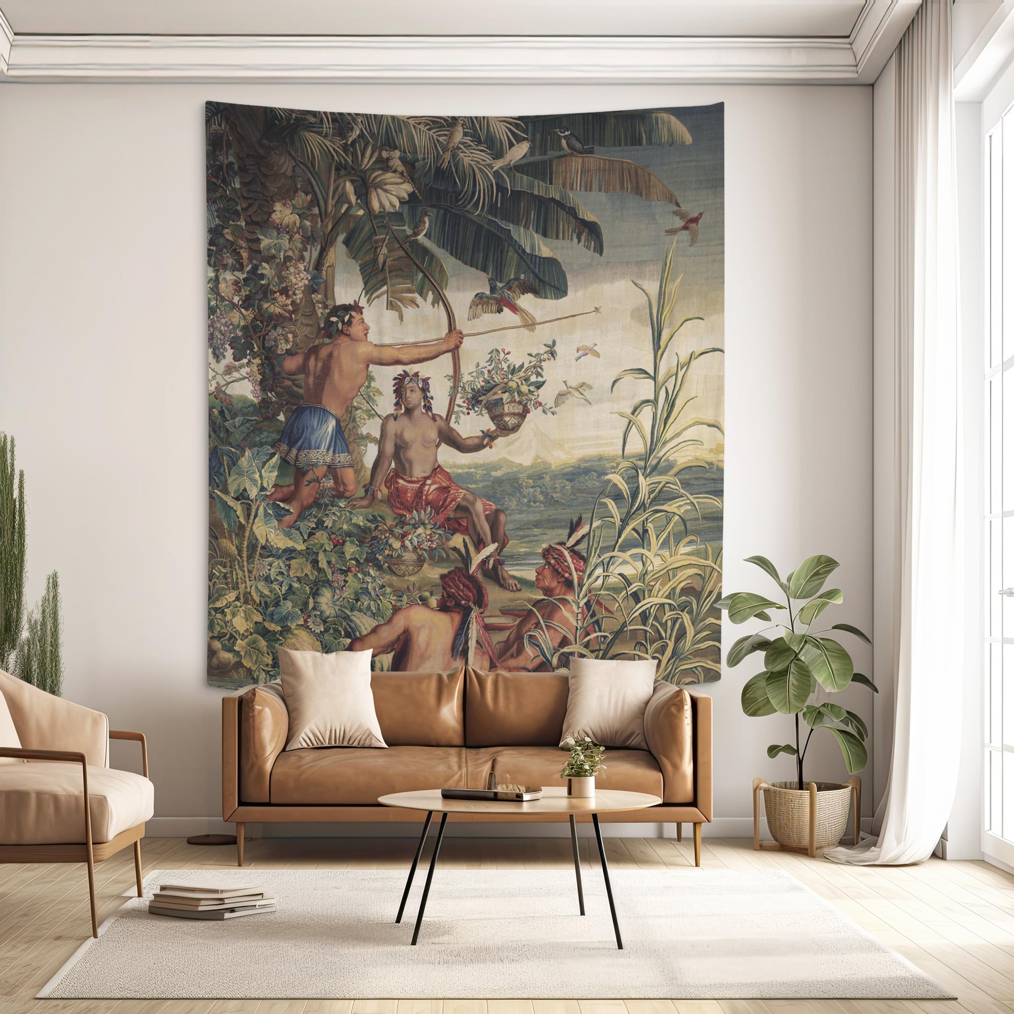 Gobelins Indian Hunter Wall Tapestry | French Baroque Tropical