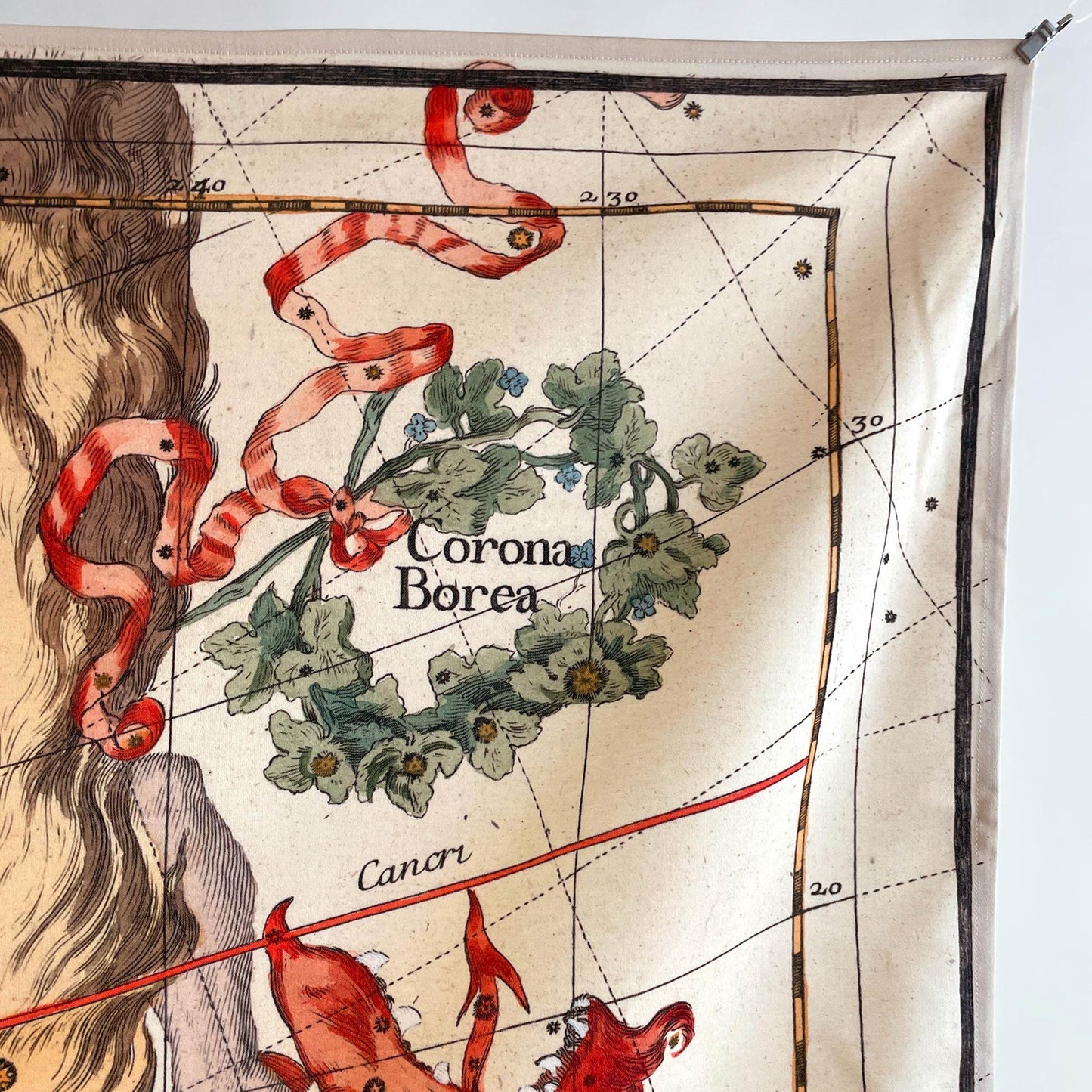 Corona Borealis constellation — design detail from the 1693 Pardies celestial star chart tapestry.